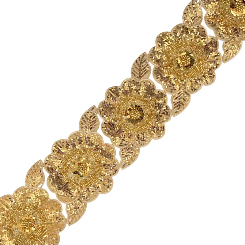 Galão floral com contas — Exemplos em preto, violeta, azul e dourado