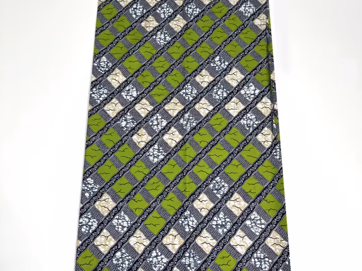 Olive diamond wax print — Olive, ivory & black