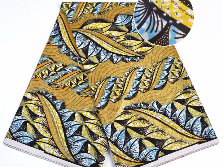 Ochre leaf wax print — Ochre, ivory & black