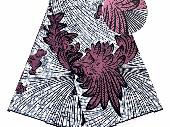 Burgundy plume wax print — Burgundy, white & black