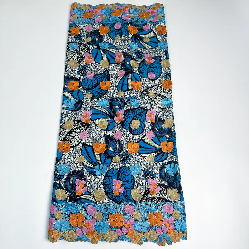 Estampado jardim azul — Azul, laranja e rosa