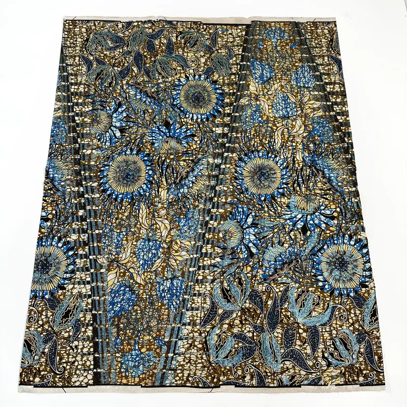 Wax yenye mosaiki ya bluu na dhahabu — Bluu, dhahabu na nyeusi