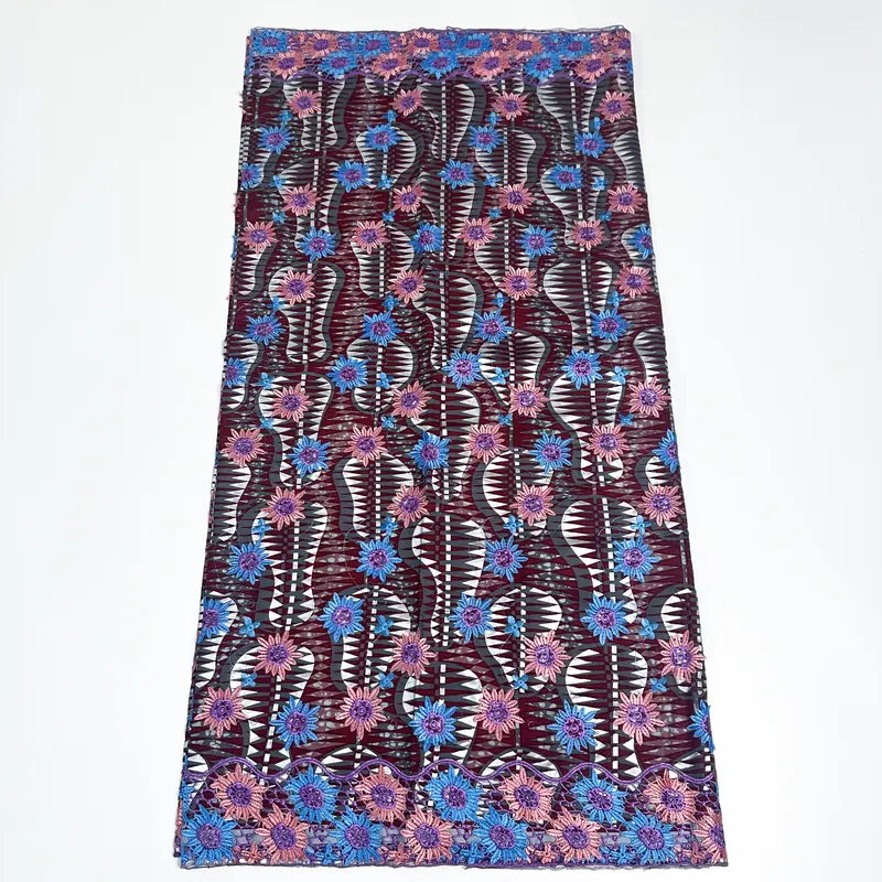Estampado floral às riscas bordô — Bordô, azul e rosa
