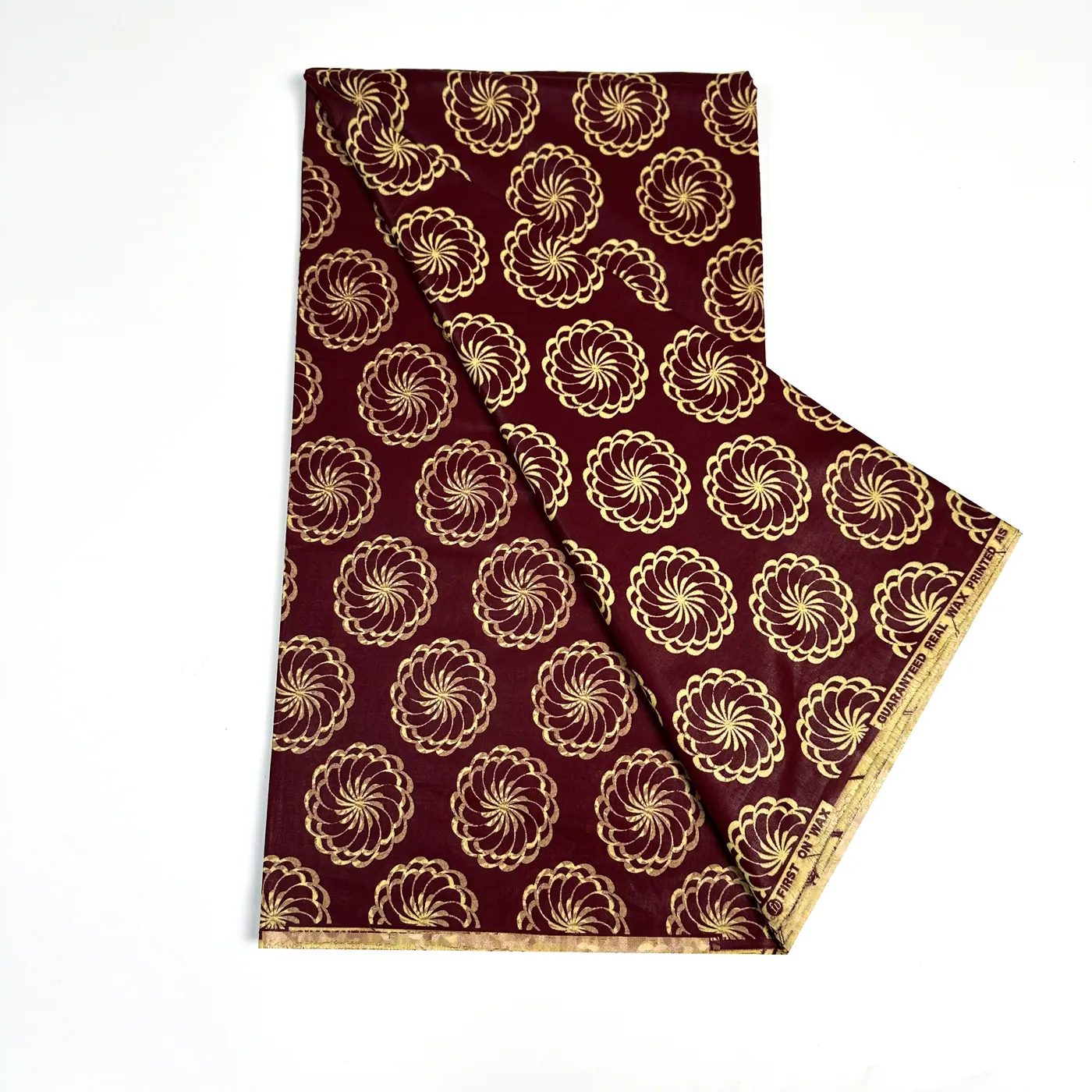 Burgundy rosette wax print