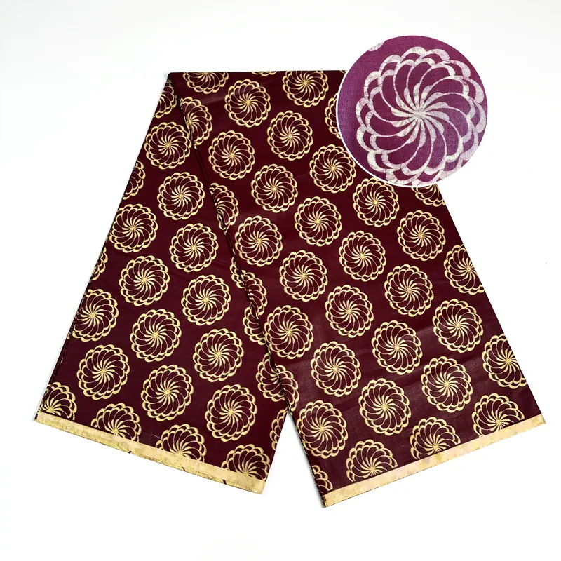 Burgundy rosette wax print — Burgundy & gold