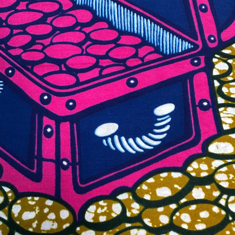Fuchsia geometric panel wax — Fuchsia, yellow & navy