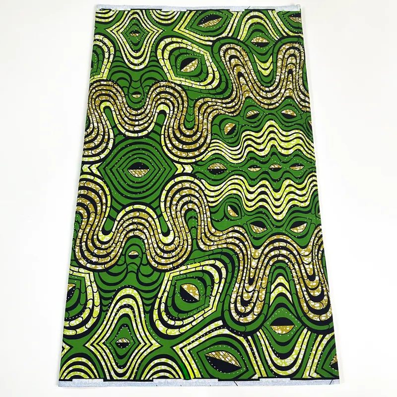 Green orbit wax print — Green, gold & black