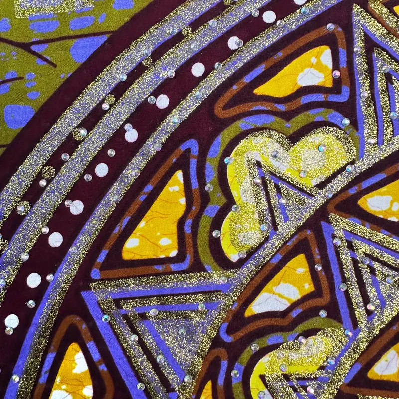 Wax com padrão paisley ocre — Ocre, violeta e preto
