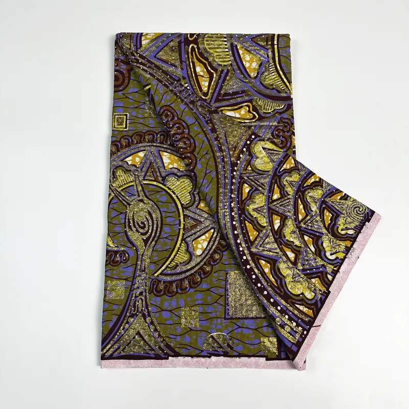 Wax com padrão paisley ocre — Ocre, violeta e preto