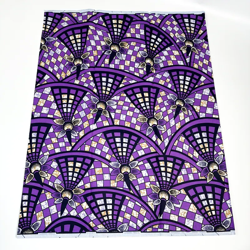 Violet lattice wax print — Violet, ivory & olive